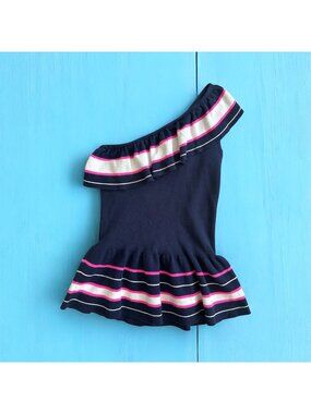 LILLY PULITZER Striped Ruffle Asymmetrical Top Size Small